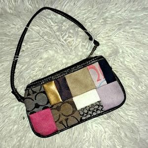 Vintage Coach Patchwork Multicolor Black Wristlet